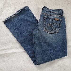 Silver Nora Distressed Boot Cut Jeans, 28/31